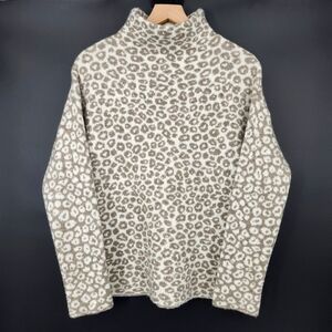 Christian Siriano Womens Mock Neck Sweater Size M Tan Wool Animal Print Mobwife‎